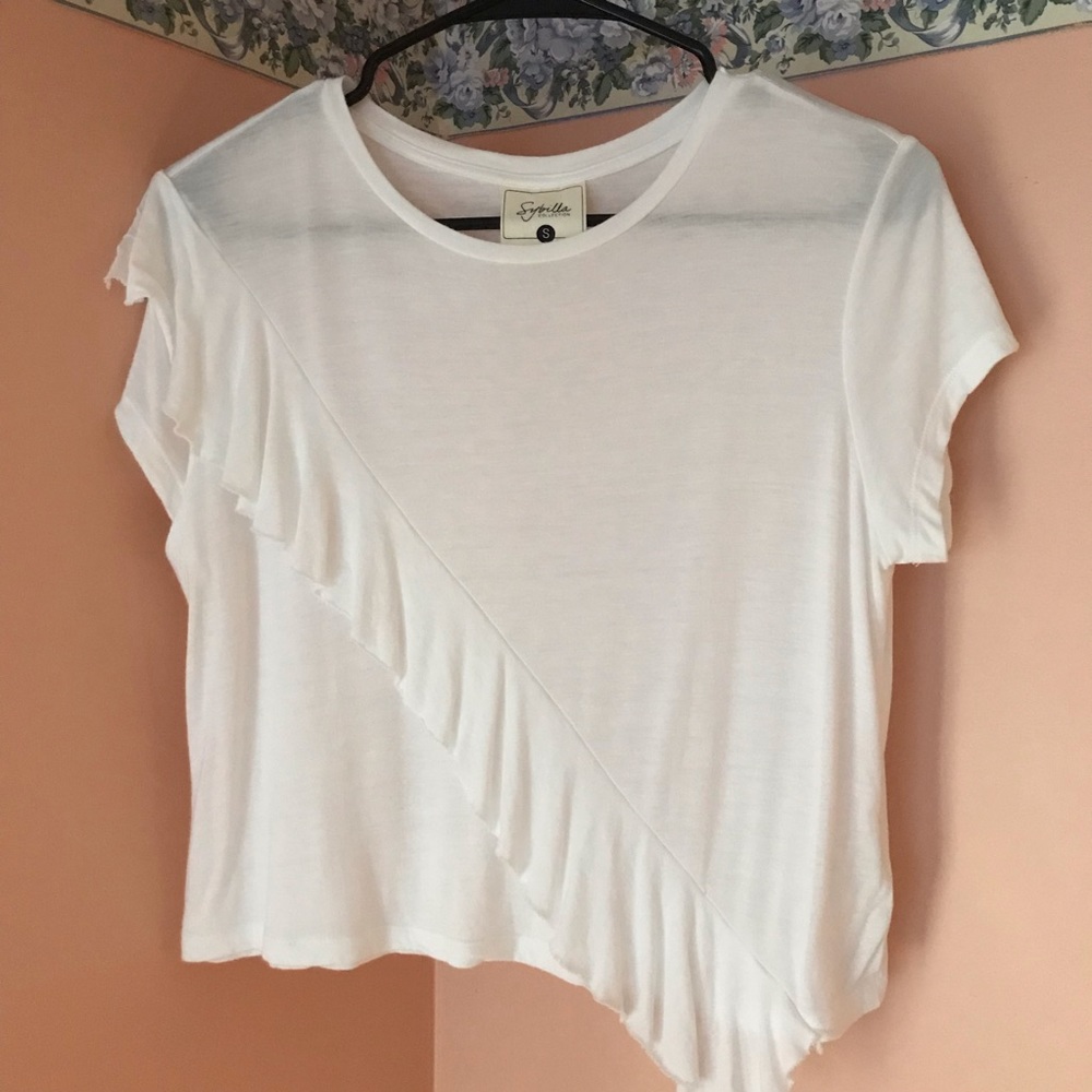 S white tee, crop top